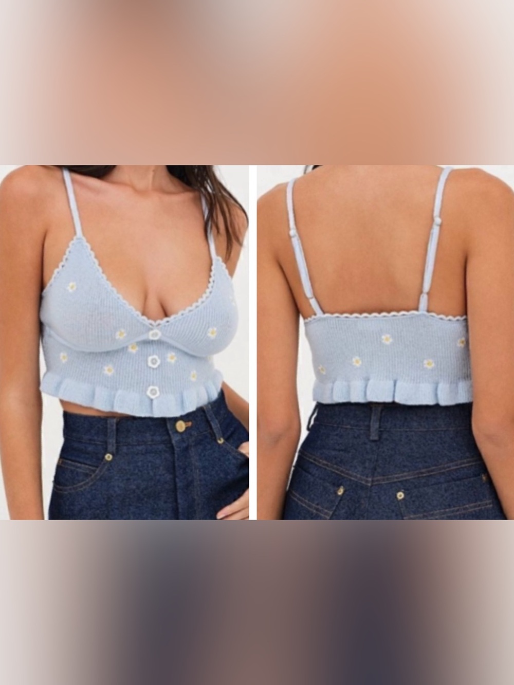 For Love & Lemon Daisy Knit Crop Tank Top XS /Lavender